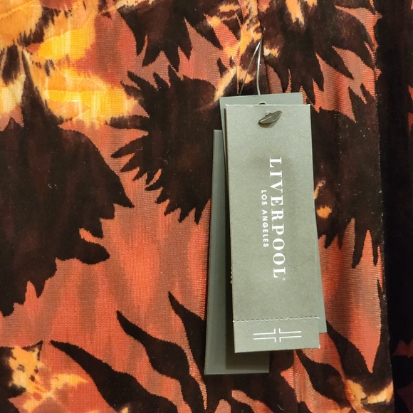 LIVERPOOL Floral Printed Velvet Maxi Skirt Orange Brown Size 12/31 $109 MSRP - Picture 8 of 13